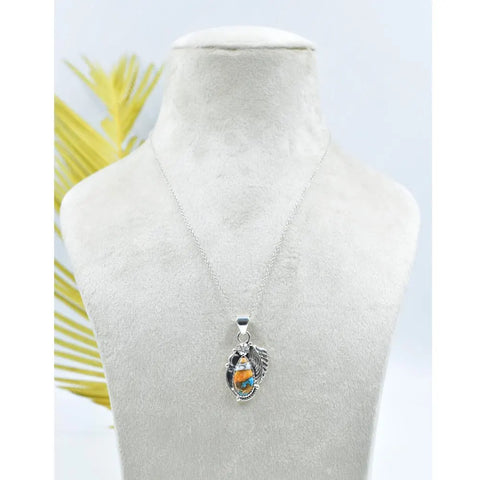 Handmade Spiny Oyster Turquoise 925 Sterling Silver Pendant