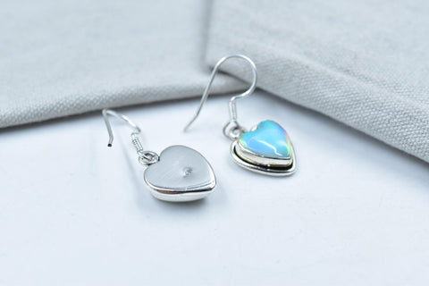 Handmade Aurora Opal & Sterling Silver Dangle Drop Earrings for Women