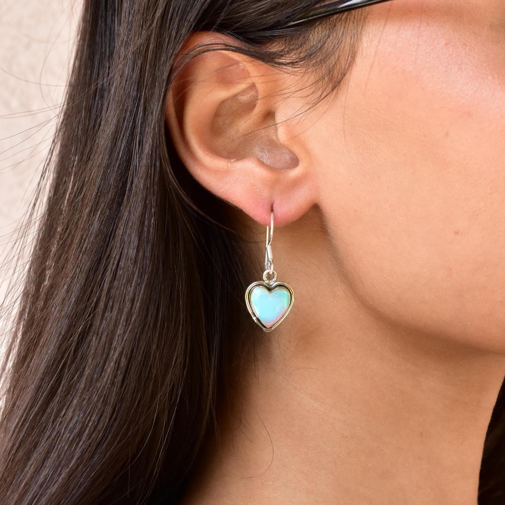 Handmade Aurora Opal & Sterling Silver Dangle Drop Earrings for Women