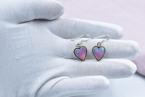 Handmade Aurora Opal & Sterling Silver Dangle Drop Earrings for Women