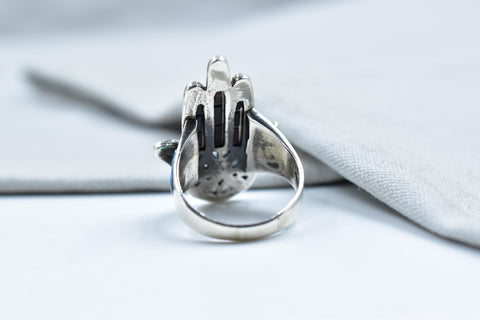 Handmade Aurora Opal & 925 Sterling Silver Ring Size 11.75 US