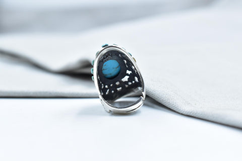 Handmade Natural Turquoise & Sterling Silver Adjustable Ring