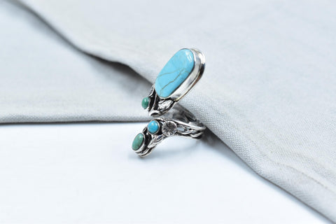 Handmade Turquoise & Sterling Silver Ring, Adjustable Ring for Women