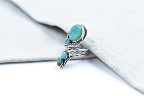 Handmade Turquoise & Sterling Silver Ring, Adjustable Ring for Women