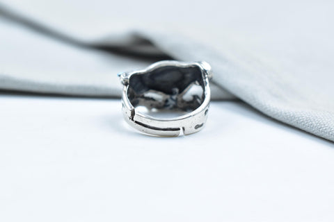 Handmade Aurora Opal & Sterling Silver Ring, Adjustable birds Ring for Women