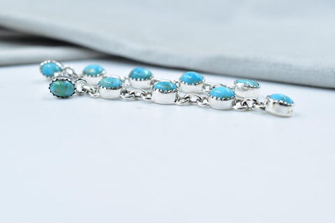 Handmade Mojave Turquoise & Sterling Silver 5 Tiered Post Stud Earrings for Women
