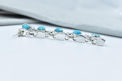 Handmade Mojave Turquoise & Sterling Silver 5 Tiered Post Stud Earrings for Women