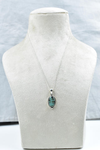Handmade Mantis Variscite Turquoise & Sterling Silver Pendant with 16 inch Adjustable Chain