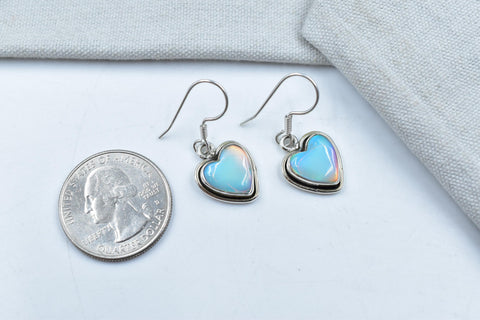 Handmade Aurora Opal & Sterling Silver Dangle Drop Earrings for Women