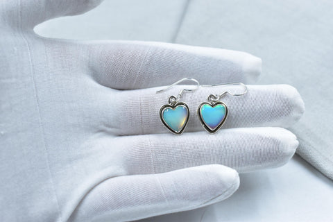 Handmade Aurora Opal & Sterling Silver Dangle Drop Earrings for Women