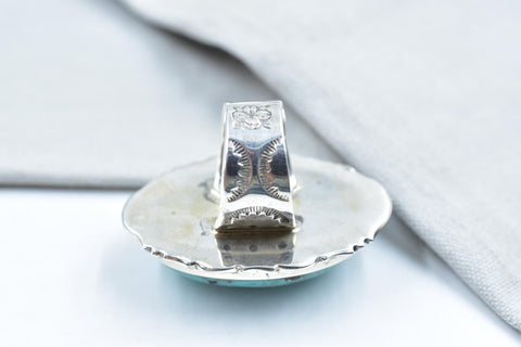 Handmade Natural Turquoise & 925 Sterling Silver Ring Size 9.5 US