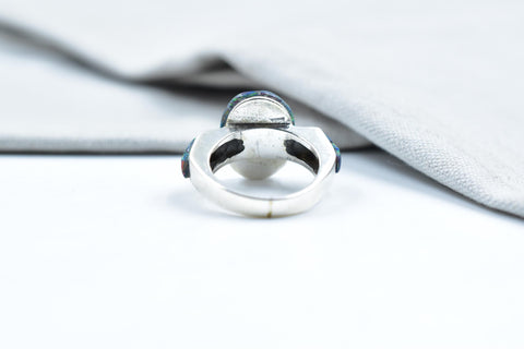 Handmade Aurora Opal & 925 Sterling Silver Ring Size 8MM US