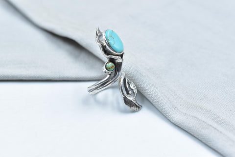 Handmade Turquoise & Sterling Silver Ring, Adjustable Ring for Women