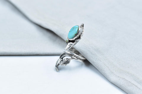 Handmade Turquoise & Sterling Silver Ring, Adjustable Ring for Women