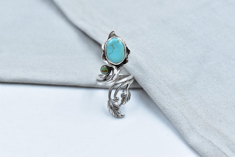 Handmade Turquoise & Sterling Silver Ring, Adjustable Ring for Women
