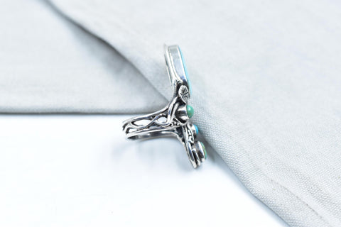 Handmade Turquoise & Sterling Silver Ring, Adjustable Ring for Women