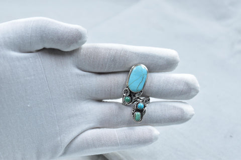 Handmade Turquoise & Sterling Silver Ring, Adjustable Ring for Women