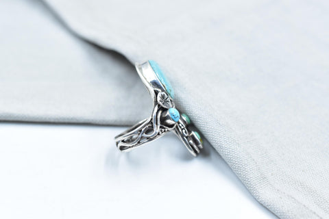 Handmade Turquoise & Sterling Silver Ring, Adjustable Ring for Women