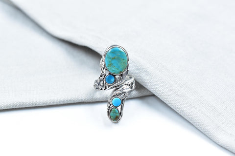 Handmade Turquoise & Sterling Silver Ring, Adjustable Ring for Women