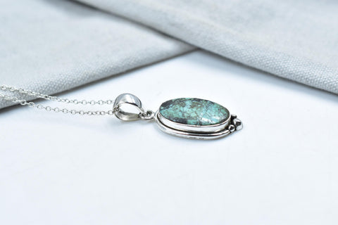 Handmade Mantis Variscite Turquoise & Sterling Silver Pendant with 16 inch Adjustable Chain