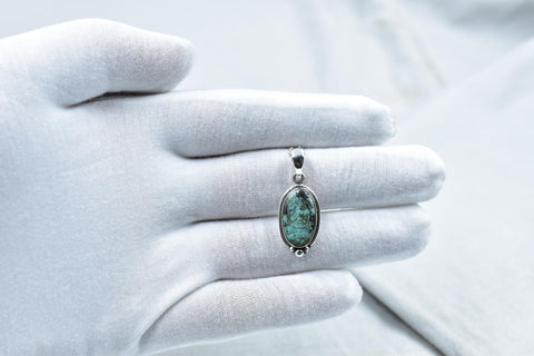 Handmade Mantis Variscite Turquoise & Sterling Silver Pendant with 16 inch Adjustable Chain