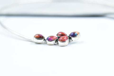 Handmade Pink Dahlia Turquoise & Sterling Silver Choker Necklaces