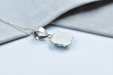 Handmade Blue Ridge Turquoise & Sterling Silver Pendant with 16 Inch Adjustable Chain