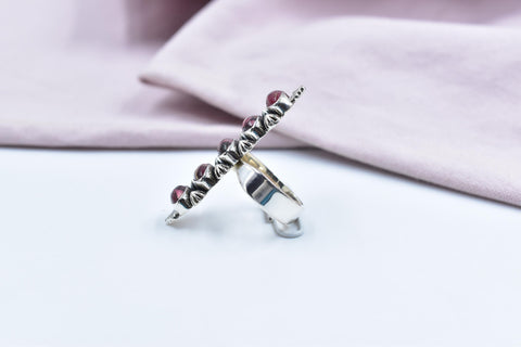 Handmade Rose Dahlia Turquoise & Sterling Silver Adjustable Ring