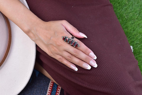 Handmade Rose Dahlia Turquoise & Sterling Silver Adjustable Ring