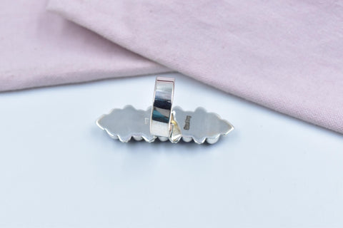 Handmade Purple Dahlia Turquoise & Sterling Silver Adjustable Ring