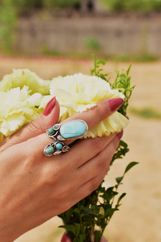 Handmade Turquoise & Sterling Silver Ring, Adjustable Ring for Women
