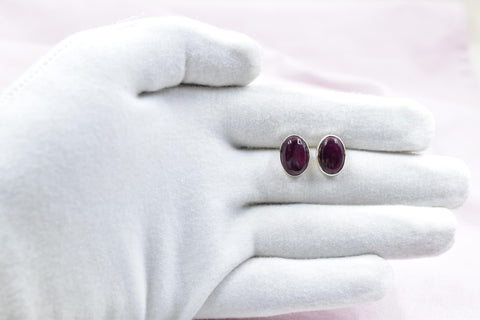Handmade Purple Spiny Oyster & Sterling Silver Post Stud Earrings for Women
