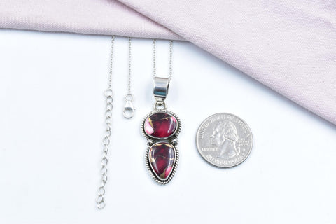 Handmade Rose Dahlia Turquoise & Sterling Silver Pendant with 16 Inch Adjustable Chain
