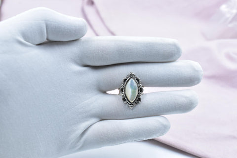 Handmade Mother of Pearl & Sterling Silver Adjustable Ring