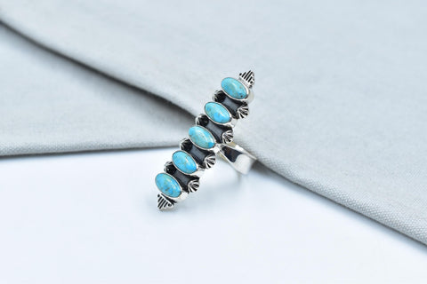Handmade Mojave Turquoise & Sterling Silver Adjustable Ring