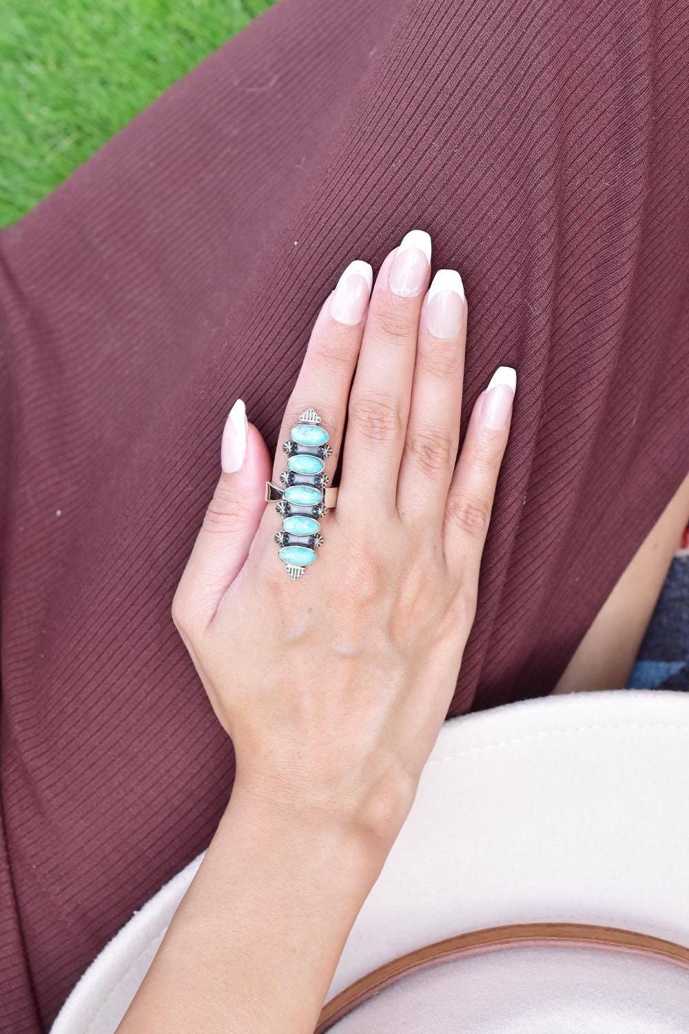 Handmade Mojave Turquoise & Sterling Silver Adjustable Ring