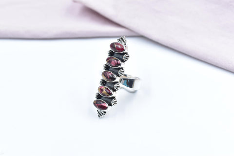 Handmade Rose Dahlia Turquoise & Sterling Silver Adjustable Ring