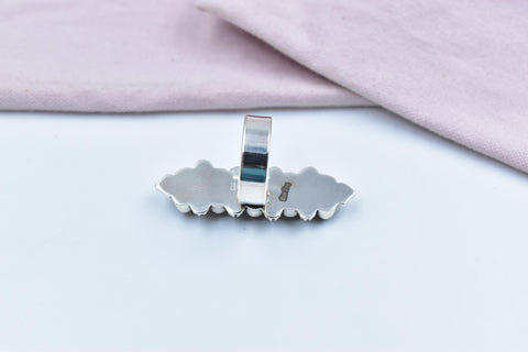 Handmade Rose Dahlia Turquoise & Sterling Silver Adjustable Ring