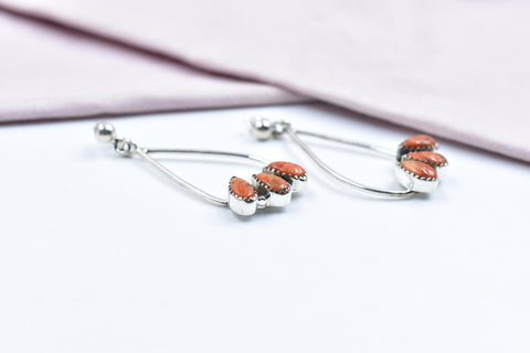 Handmade Sponge Coral Sterling Silver Post Stud Earrings for Women