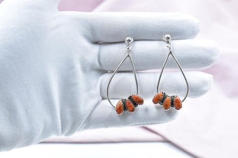 Handmade Sponge Coral Sterling Silver Post Stud Earrings for Women