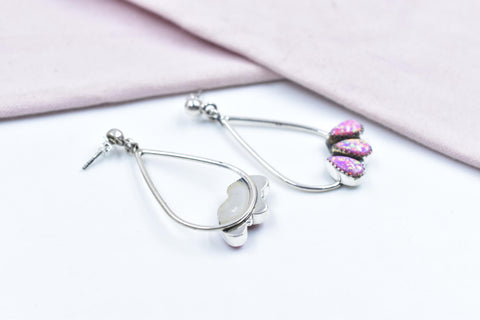 Handmade Balloon Opal & Sterling Silver Post Stud Earrings for Women