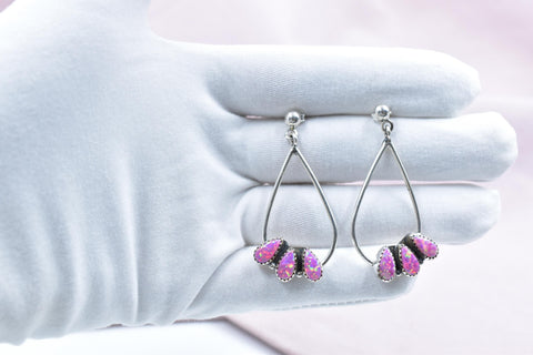 Handmade Balloon Opal & Sterling Silver Post Stud Earrings for Women