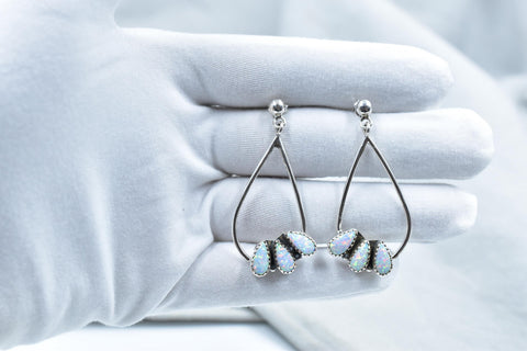 Handmade Balloon Opal & Sterling Silver Post Stud Earrings for Women