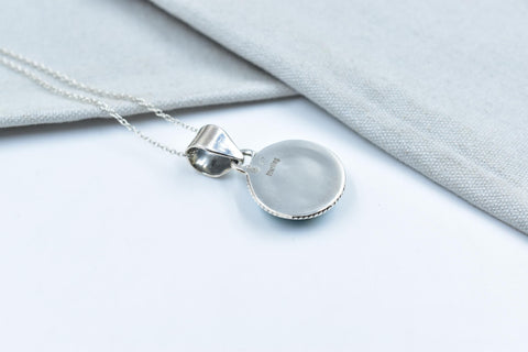 Handmade Mojave Turquoise & Sterling Silver Pendant with 16 Inch Adjustable Chain