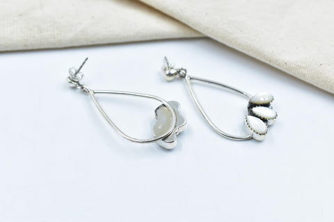 Handmade Mother of Pearl & Sterling Silver Post Stud Earrings for Women