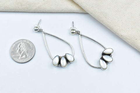 Handmade Mother of Pearl & Sterling Silver Post Stud Earrings for Women