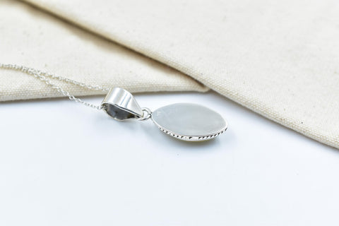 Handmade Mother of Pearl & Sterling Silver Pendant with 16 Inch Adjustable Chain