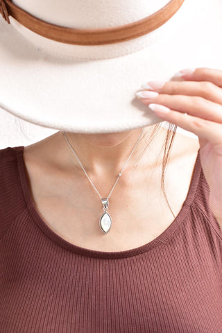 Handmade Mother of Pearl & Sterling Silver Pendant with 16 Inch Adjustable Chain