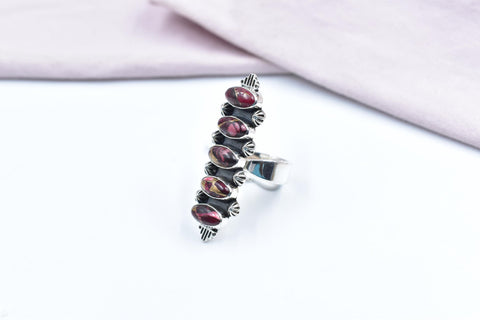 Handmade Rose Dahlia Turquoise & Sterling Silver Adjustable Ring