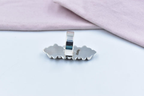 Handmade Rose Dahlia Turquoise & Sterling Silver Adjustable Ring